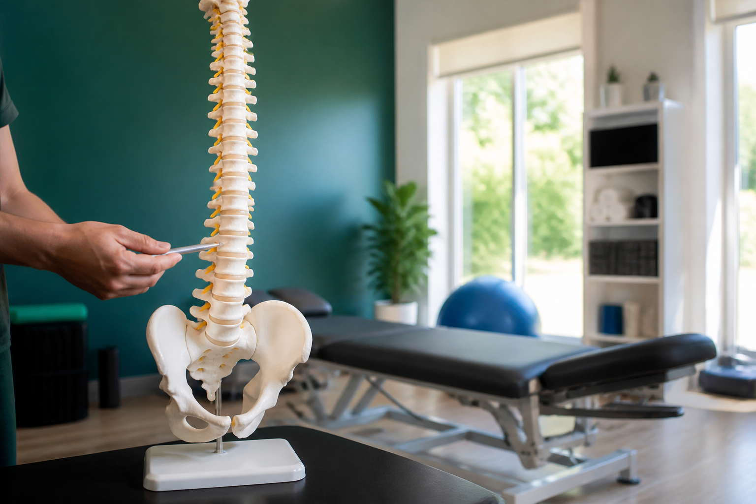 Spine model physiotherapy assessment at Symphony Physiotherapy in Beaverton